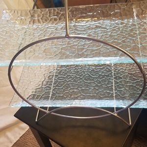 2 tier glass and silver serving tray